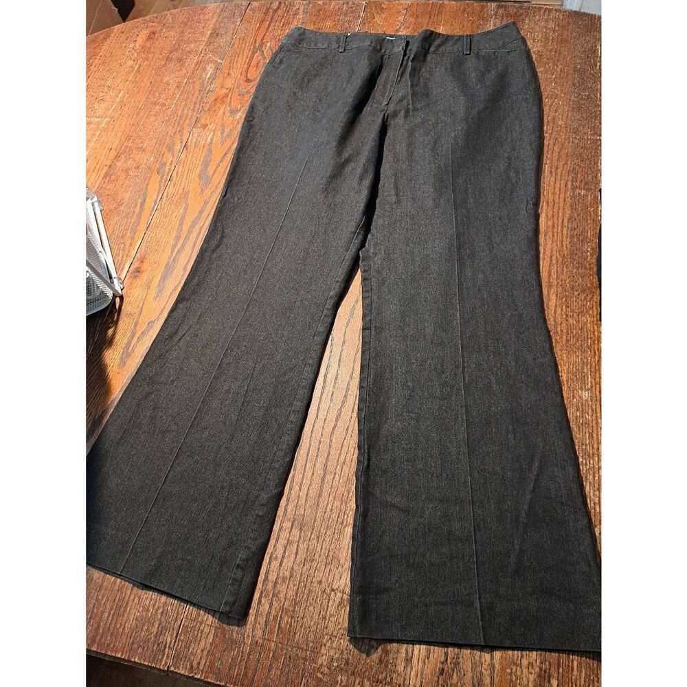 Dressbarn Womens 14W Black Bootcut Pants Pleated Stretch Cotton Blend Denim Look